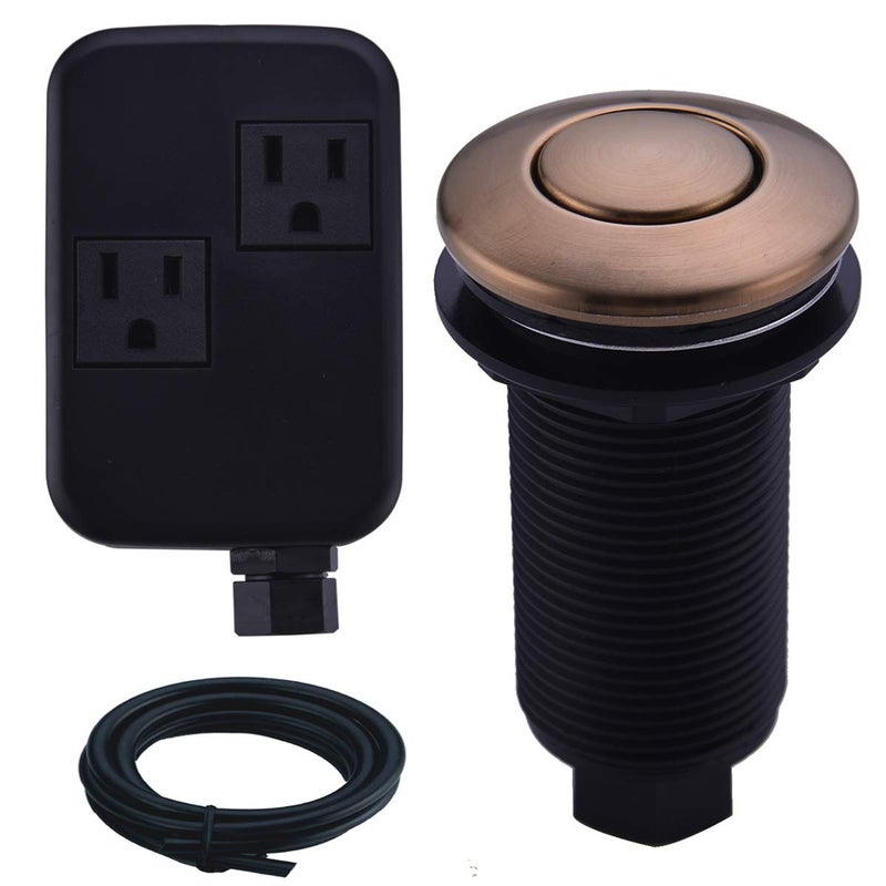 SINKINGDOM SinkTop Air Switch Kit with Champagne Bronze Long Button(Brass Cover) for Garbage Disposal - Image 1